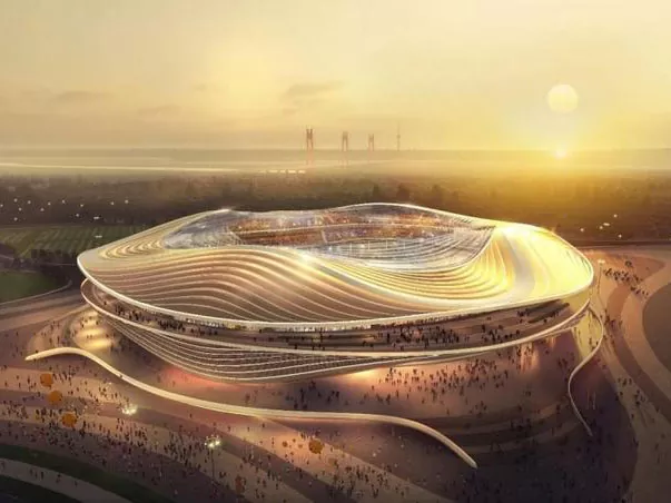 Store spanstålstrukturer til stadion